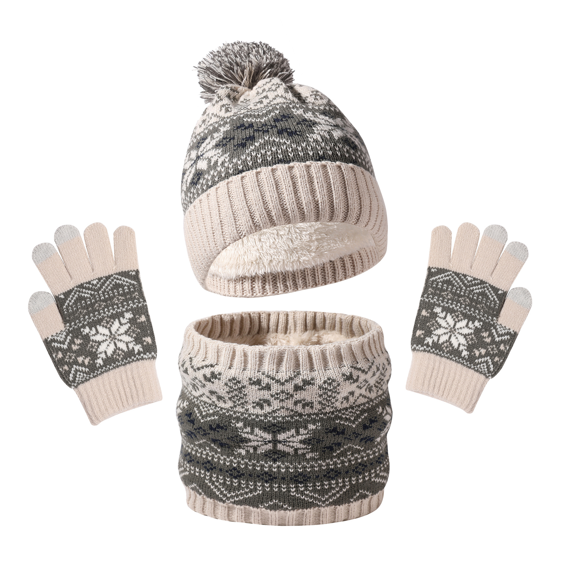 Winter Ladies Hat Neckwarmer Glove Set