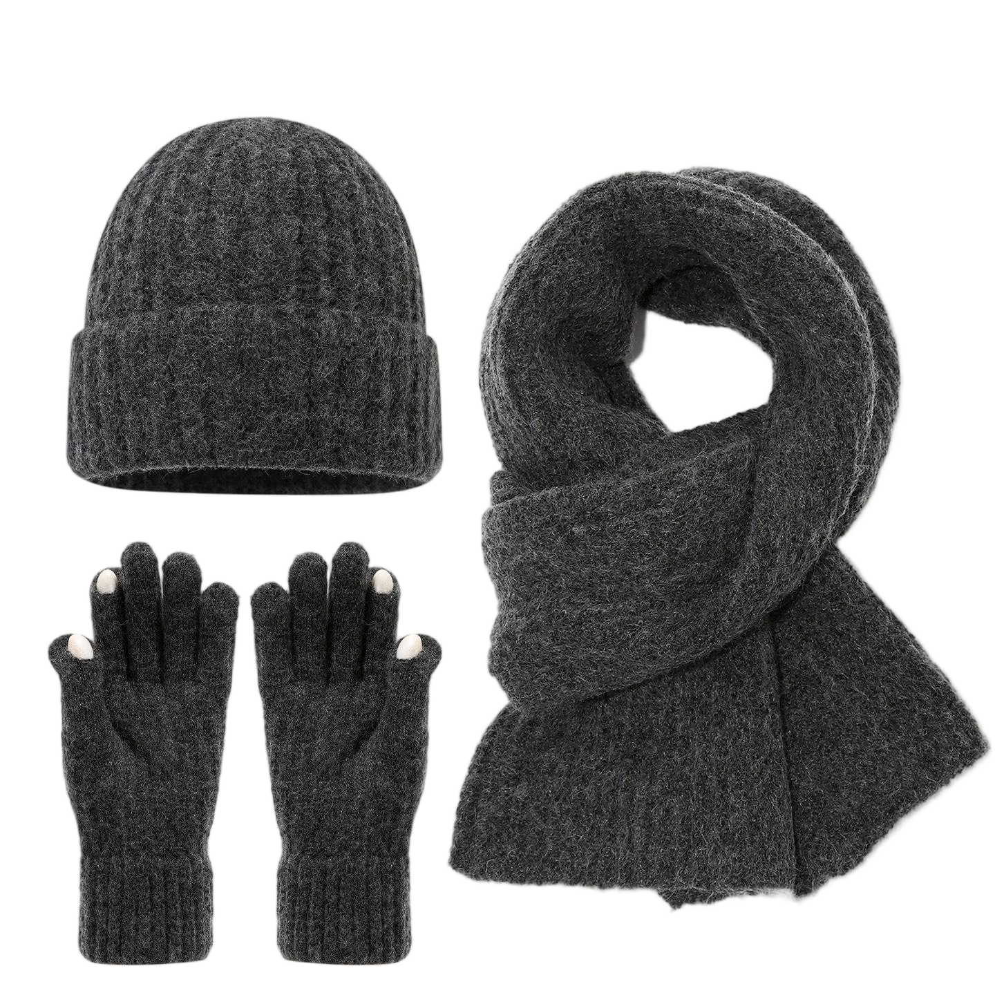 Grey Polyester Knit Three Piece Set