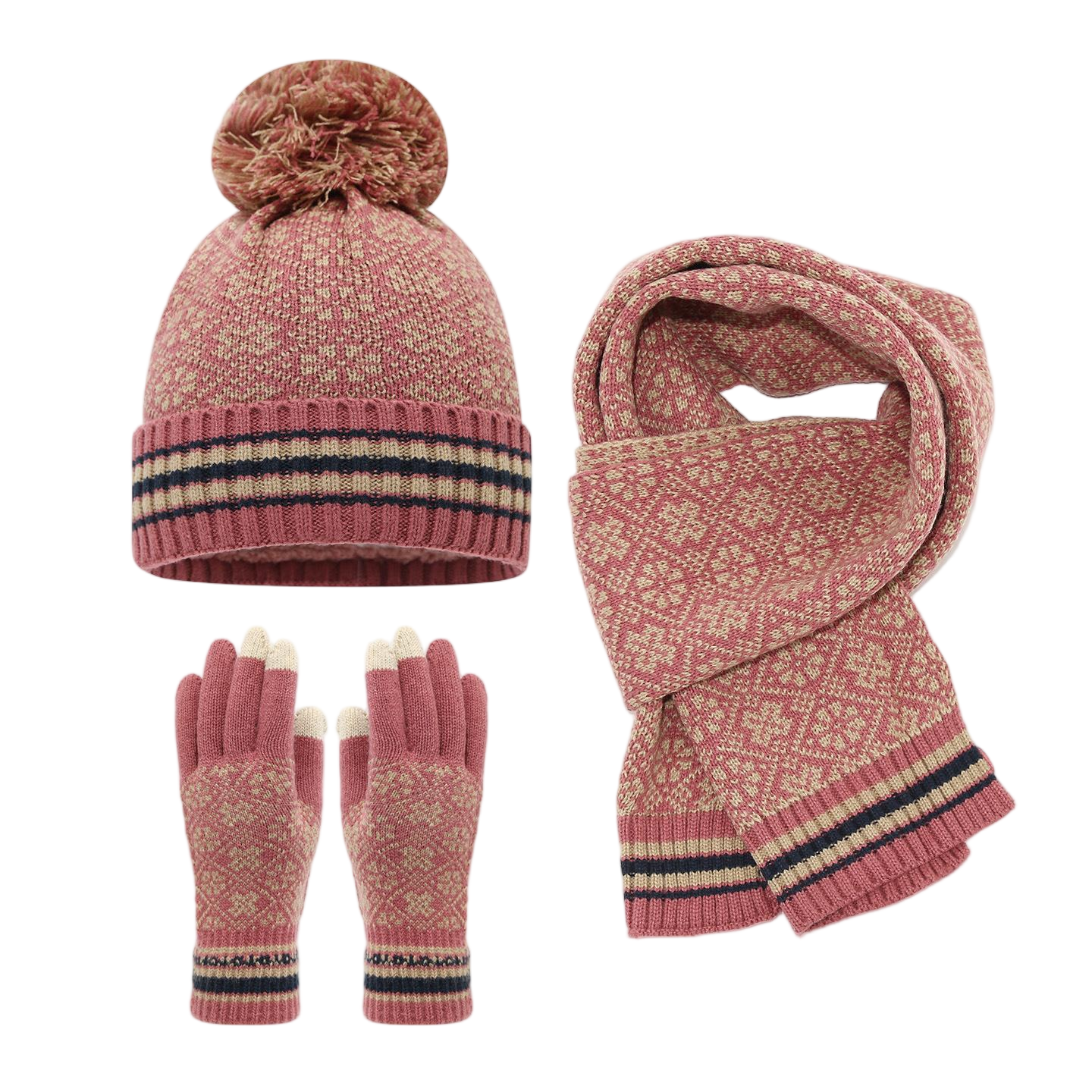 Pink Cashmere Knit Three Piece Set