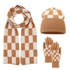 Brown Plaid Wool Knit Set