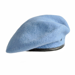 100% Wool Light Blue Beret - French Style Commando Beret for Unisex 