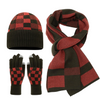 Red Wool Stripe Knit Three Piece Set