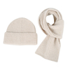 Custom Cotton Ladies Scarf Beanie Solid Color Knit Set 