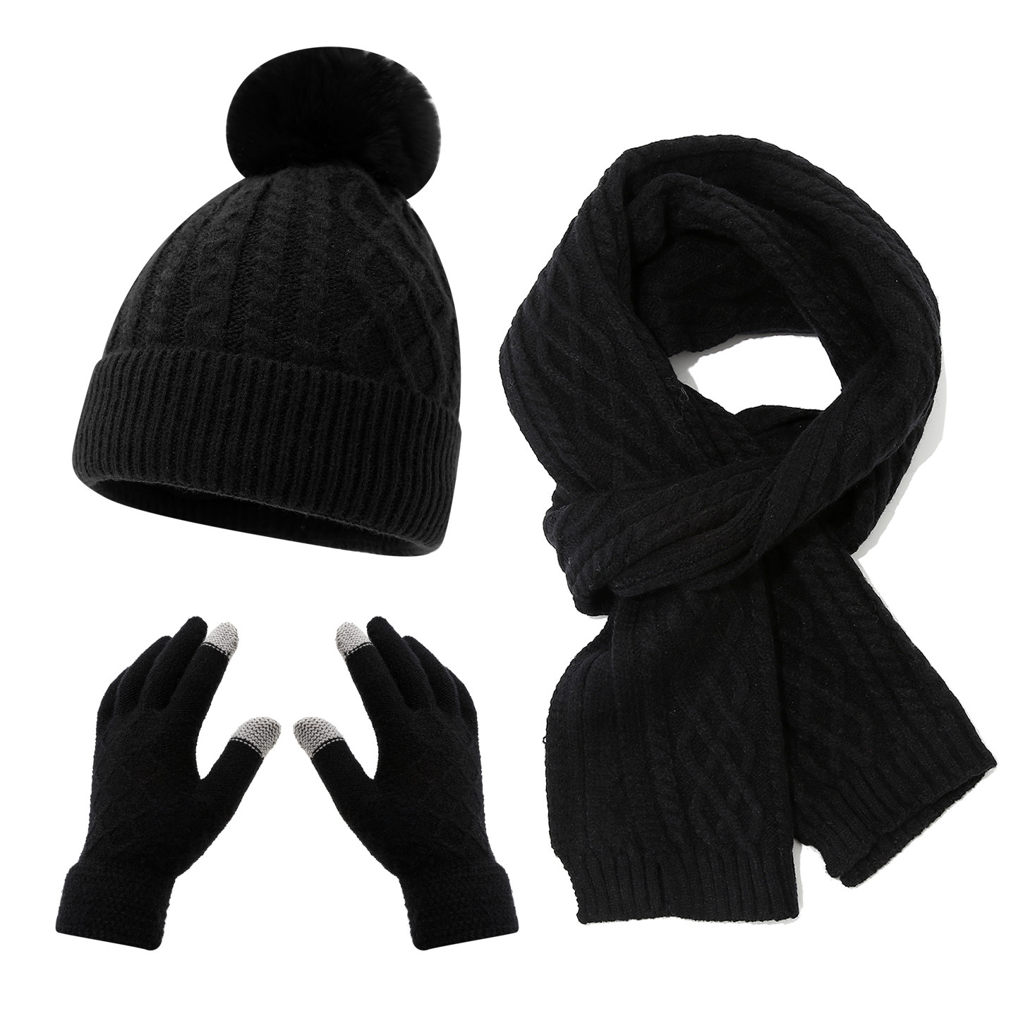 Black Knit Three Piece Set