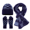 Purple Wool Stripe Knit Three Piece Set