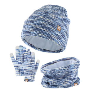 Thickened Knit Beanie Scarf Gloves Three Piece Set