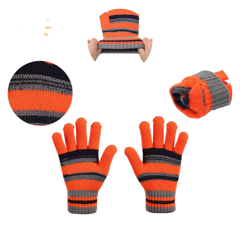 Orange Knit Gloves Details
