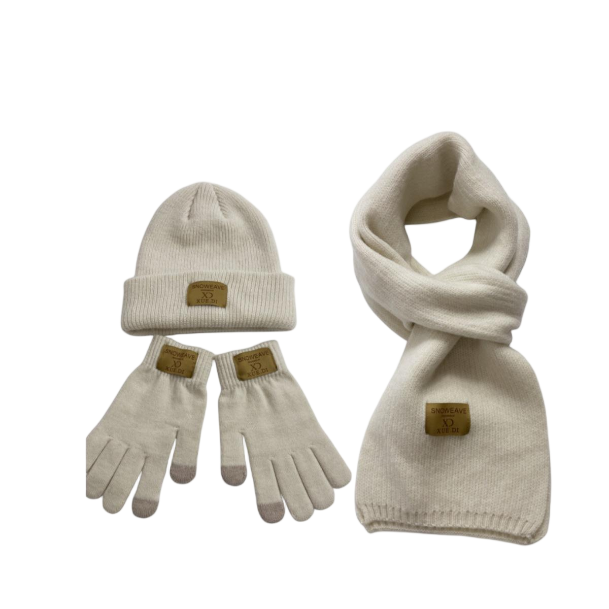 Cream Wool Knit Three Piece Set