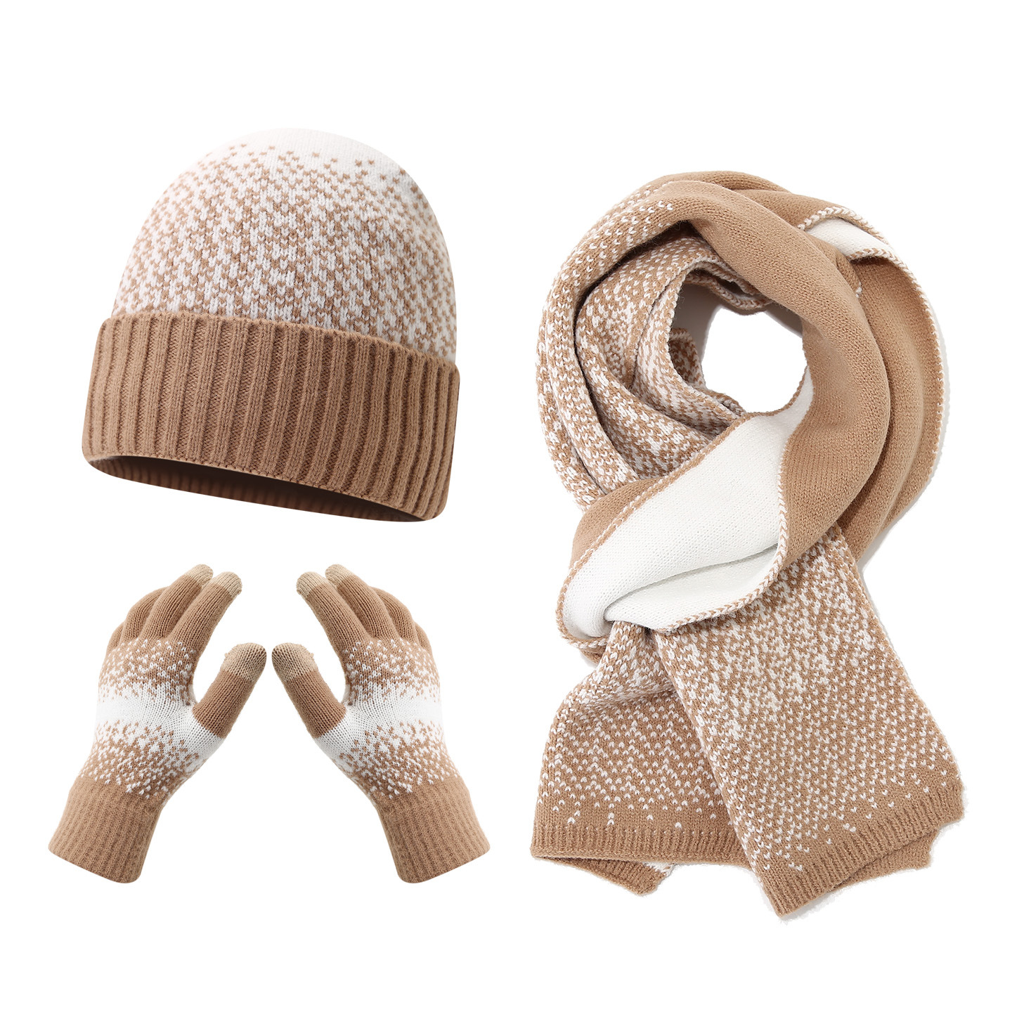 Cream Ombre Knit Three Piece Set