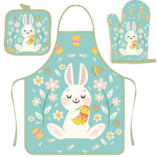 Fashion Kitchen Apron Oven Mittens Set