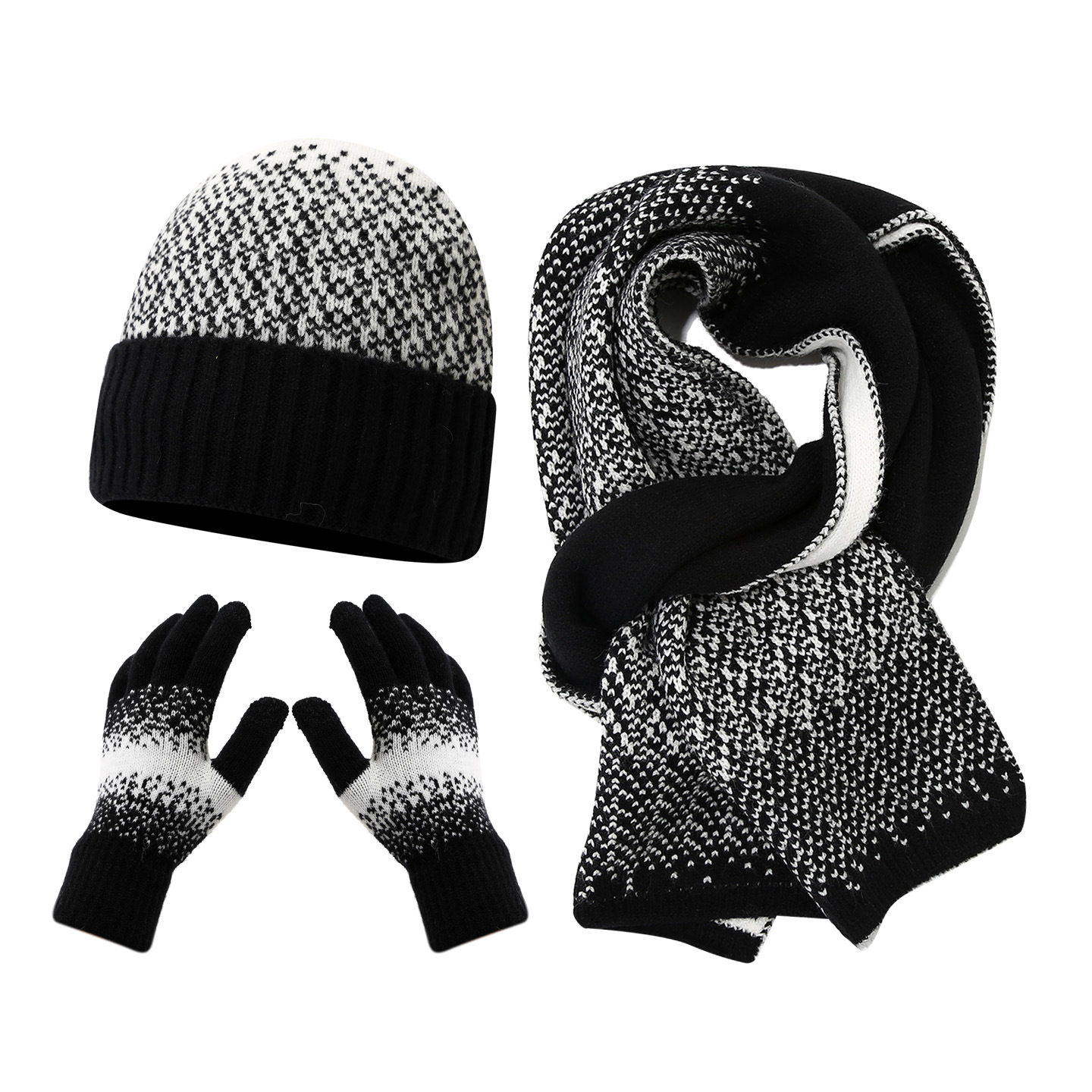 Black Ombre Knit Three Piece Set