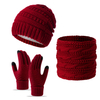 Bungundy Wool Knit Three Piece Set