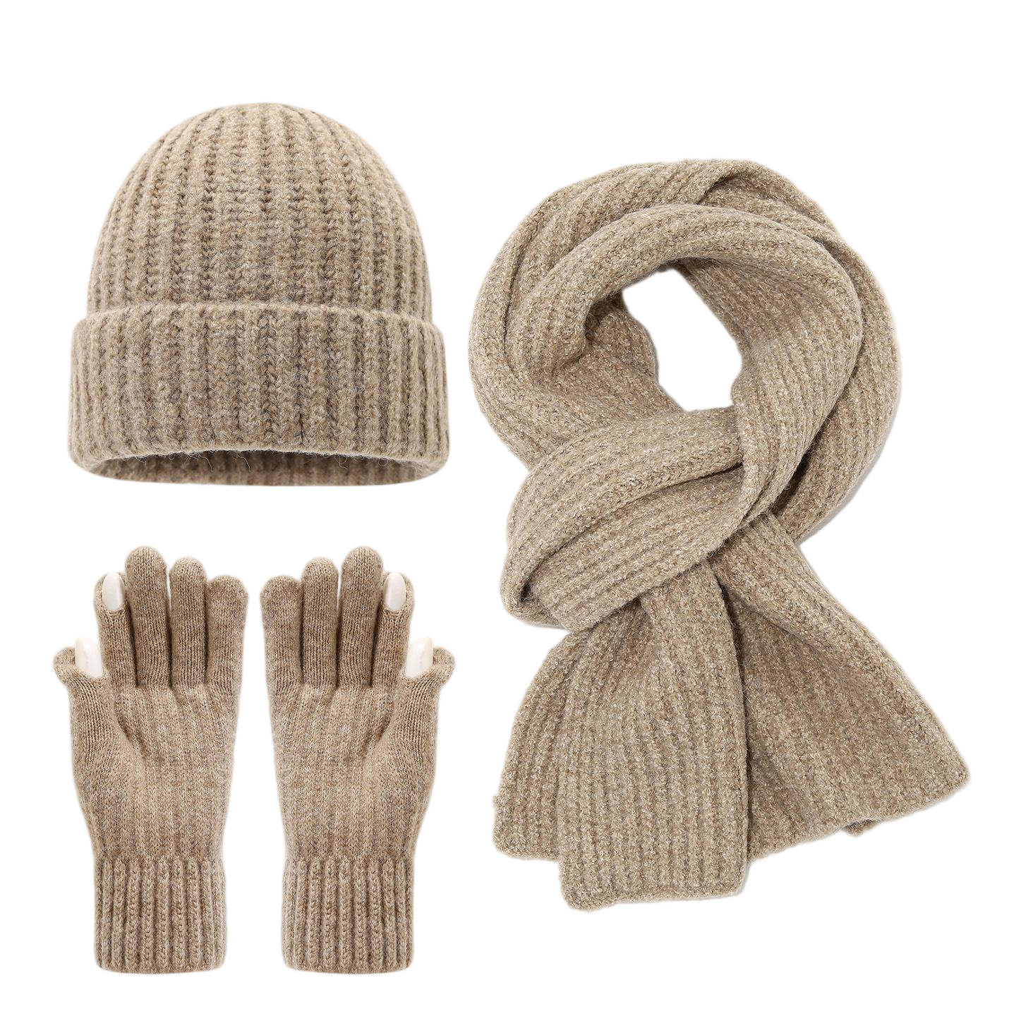 Grey Polyester Knit Three Piece Set