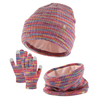 Custom Fashion Wool Knit Gloves Hat Neck Warmer Set