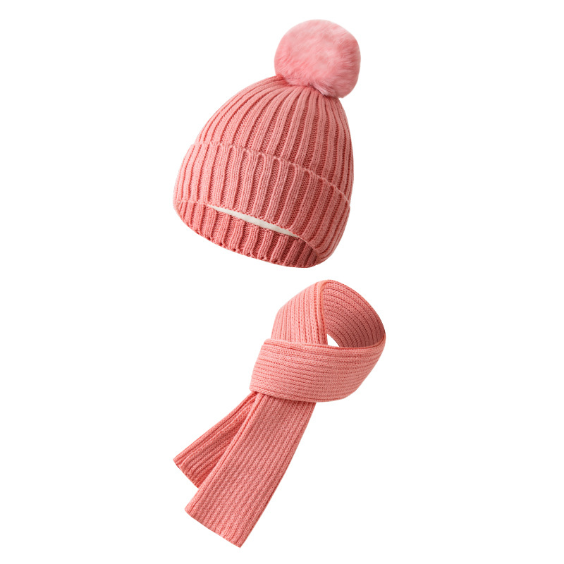 Kids Pink Wool Knit Two Piece Set