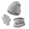 Custom Fashion Wool Knit Gloves Hat Neck Warmer Set
