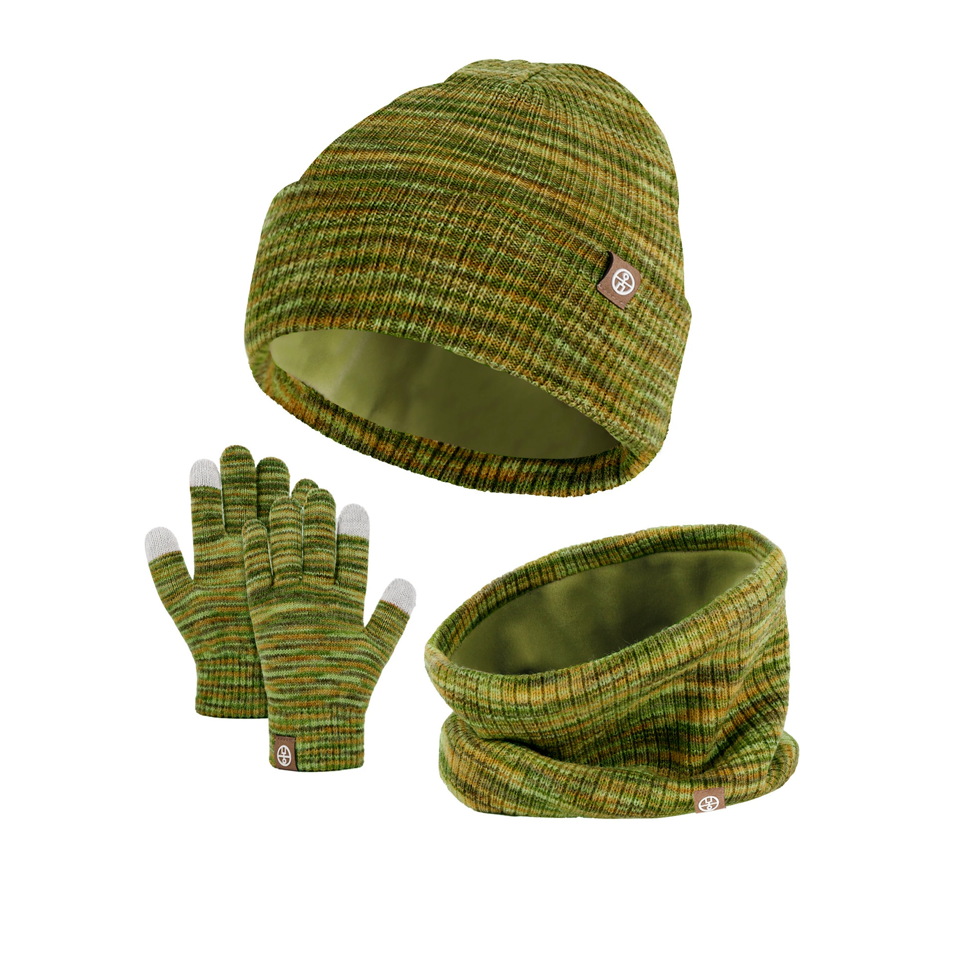 Thickened Knit Beanie Scarf Gloves Three Piece Set