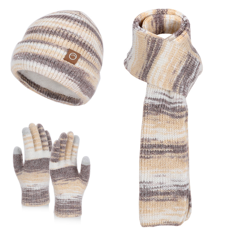 Cream Stripe Knit Three Se't