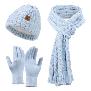 Wholesale Customizable Cable Knit Hat Scarf Glove Set for Winter