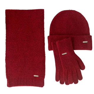 Customized Warm Winter Scarf Beanie Gloves Unisex Knit Set