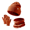 Custom Fashion Wool Knit Gloves Hat Neck Warmer Set