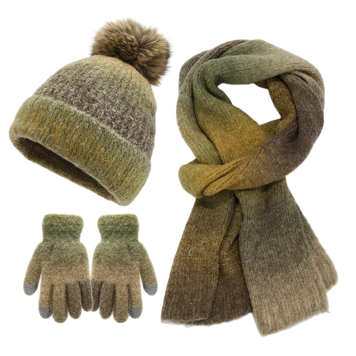 Ombre Green Knit Three Piece Set
