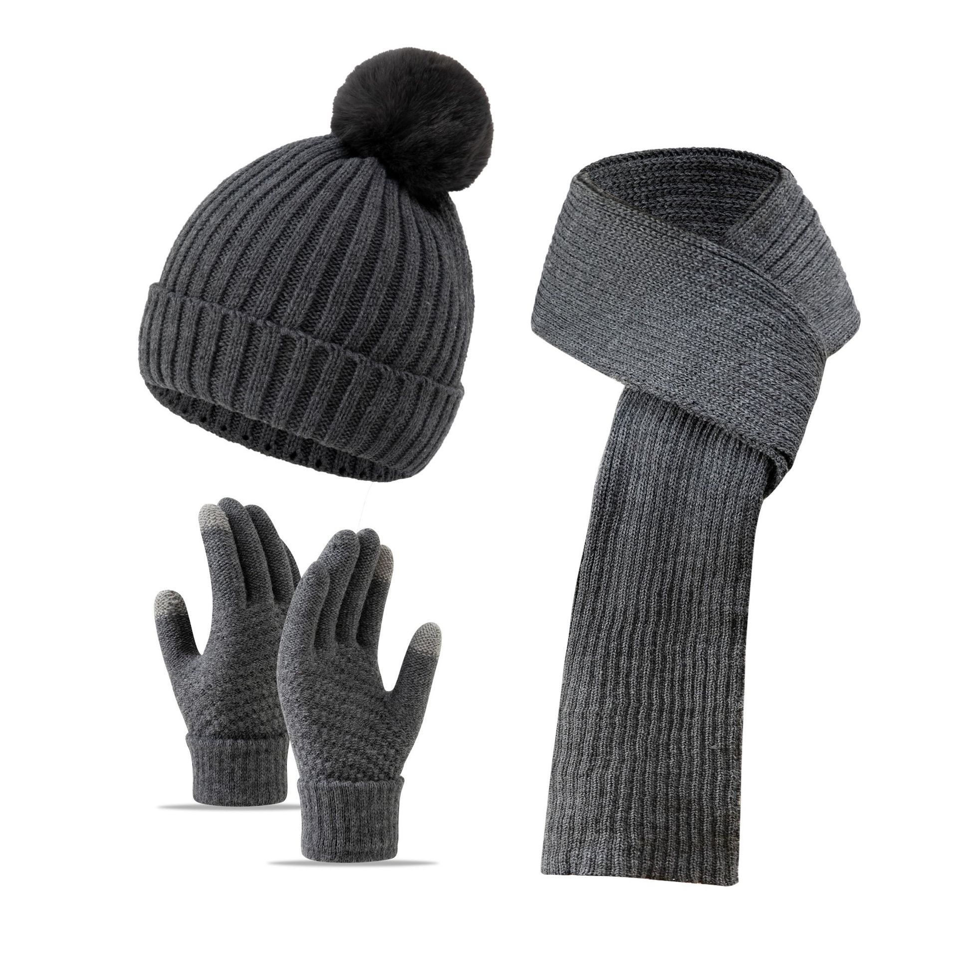 Black Grey Knit Three Piece Set