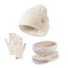 Custom Fashion Wool Knit Gloves Hat Neck Warmer Set