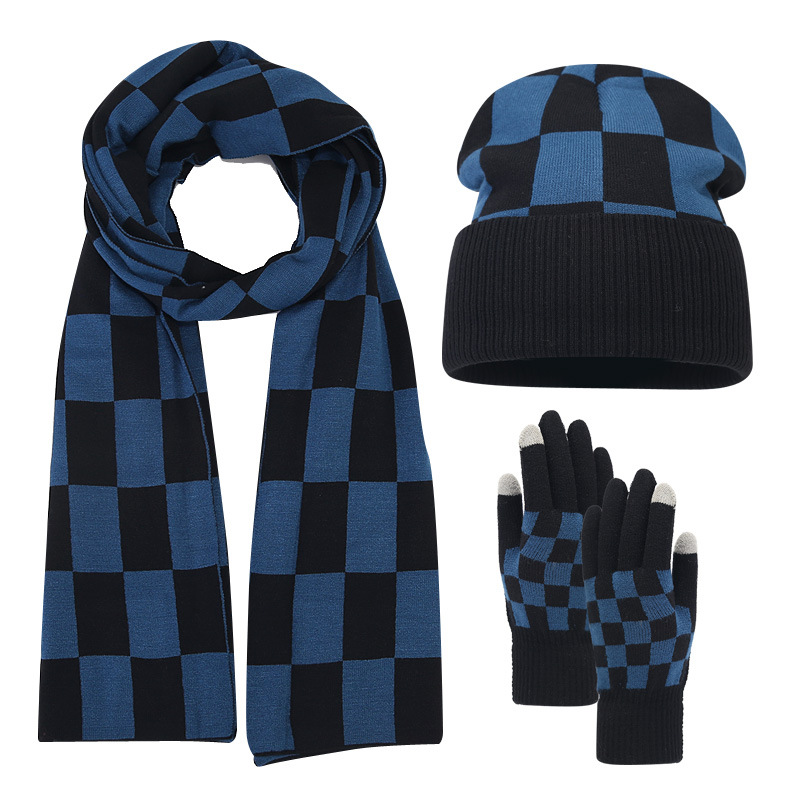 Blue Plaid Wool Knit Set