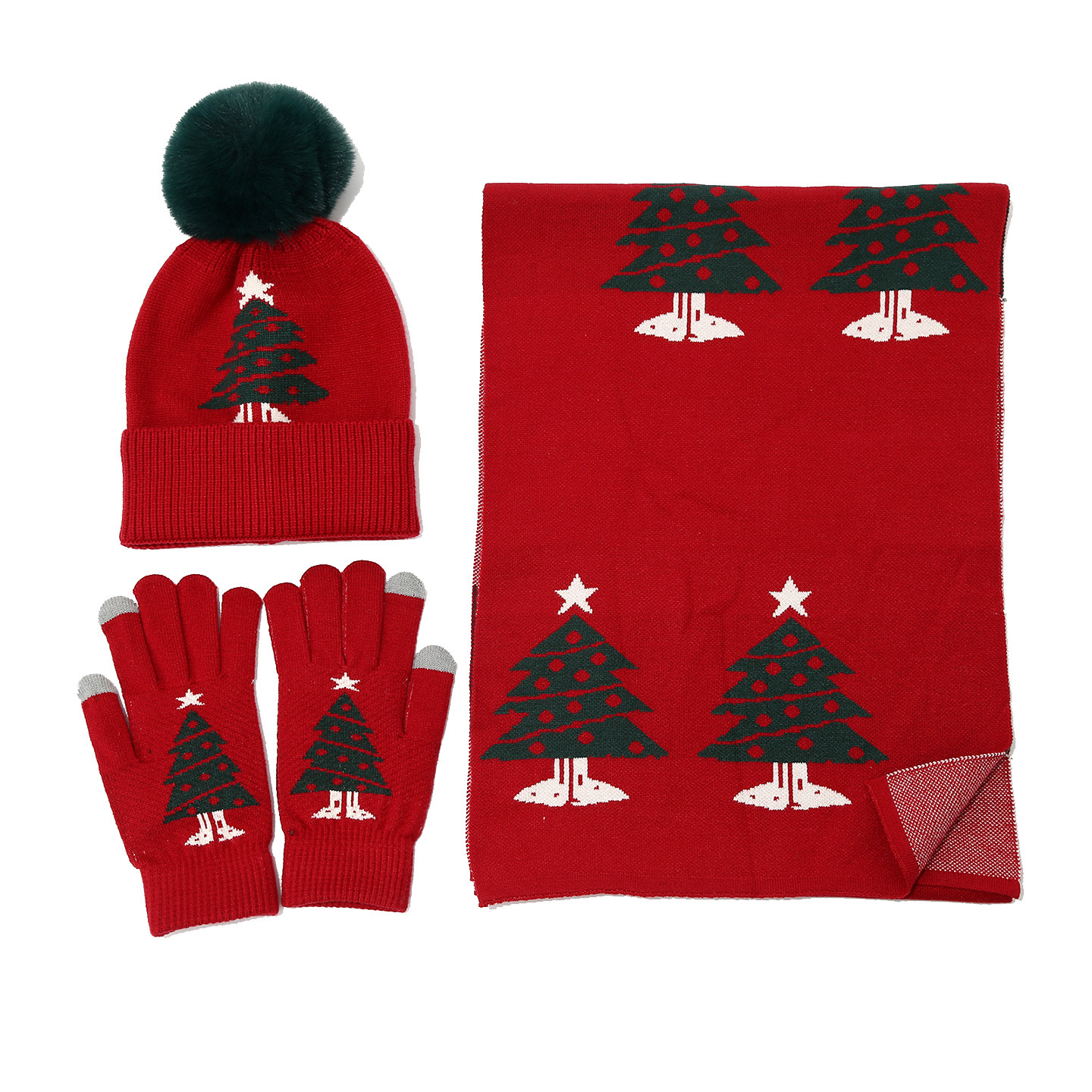 Red Christmas Reindeer Knit Set