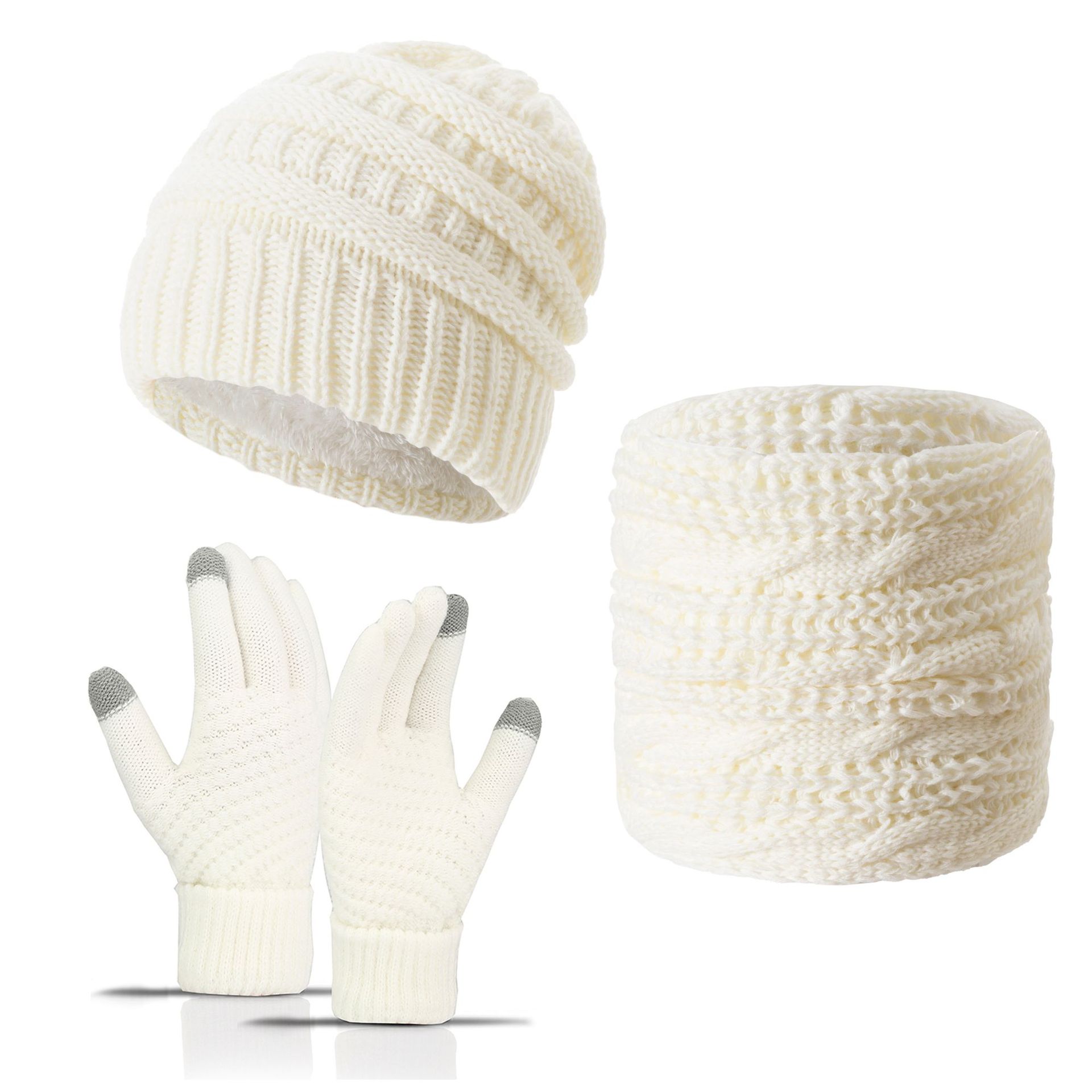 White Wool Knit Three Piece Set