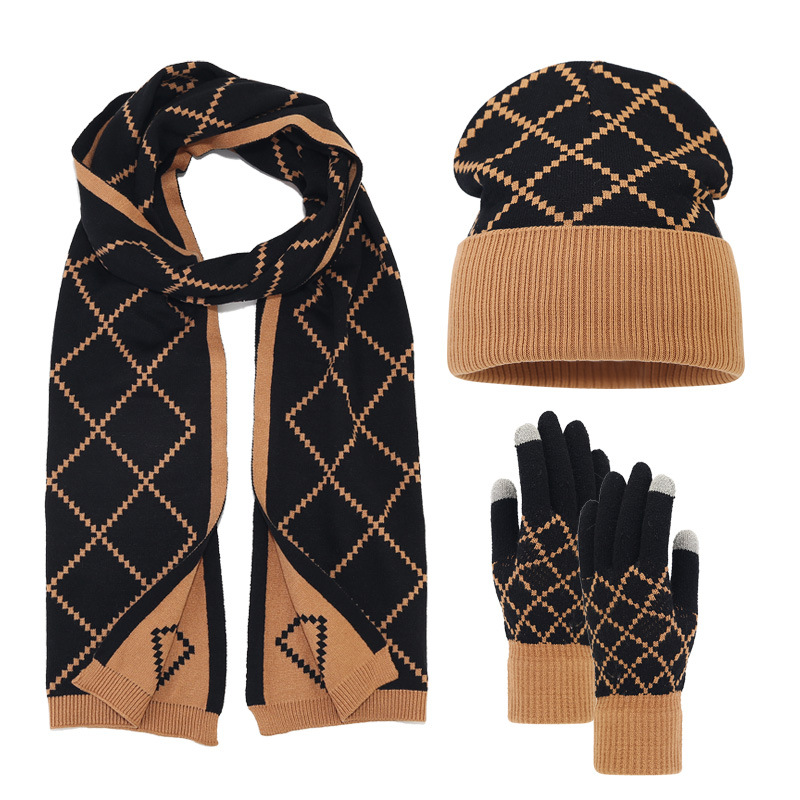 Black Plaid Wool Knit Set
