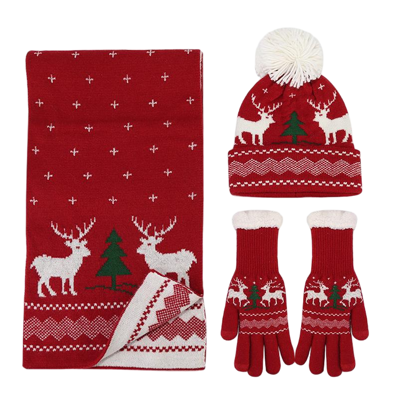 Red Knit Three Piece Se't