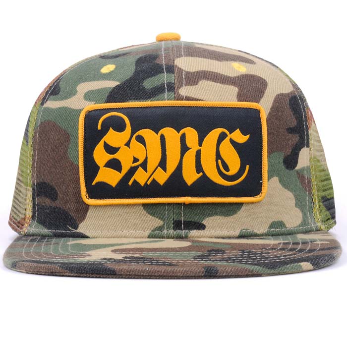 Flat brim camo Trucker mesh cap