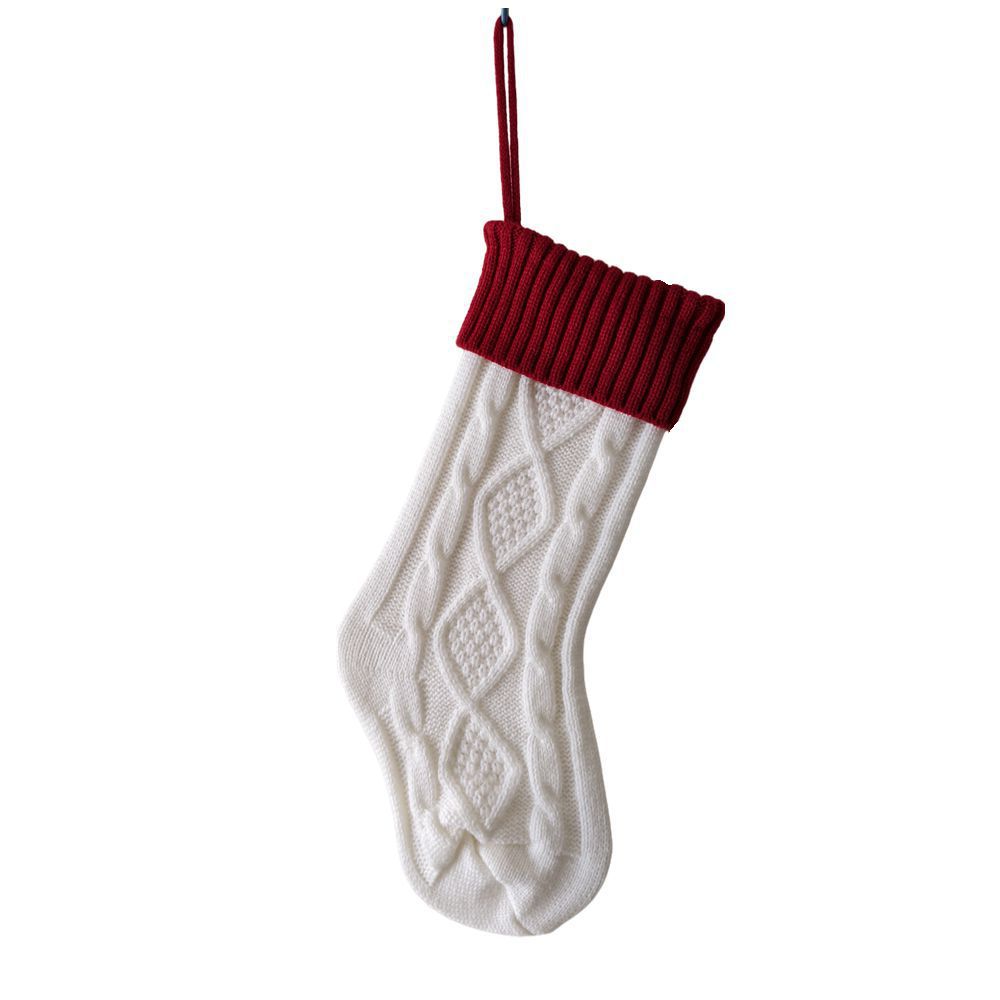 Custom Embroidery Acrylic Cable Knit Christmas Stockings Wholesale Xmas Tree Hanging Decoration
