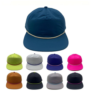 Wholesale Custom Logo Nylon Flat Brim Rope Hat Blank Quick-Dry Sports Baseball Cap 