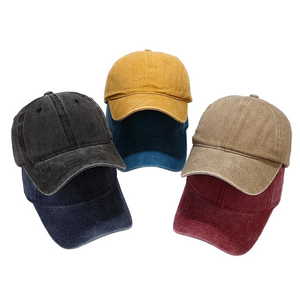 Wholesale Unisex Vintage Washed Cotton Baseball Cap, Blank Distressed Solid Color Adjustable Dad Hat