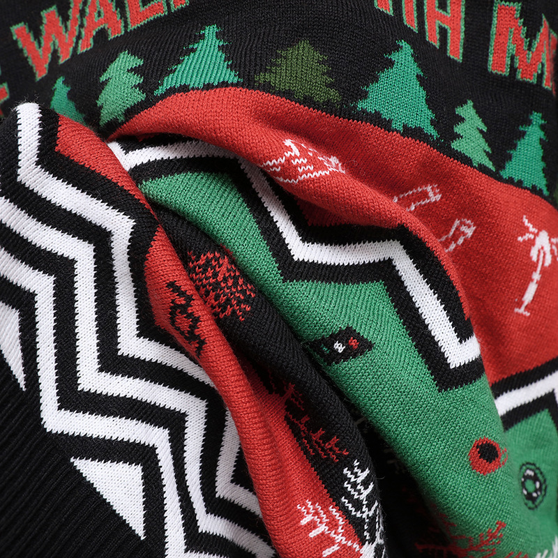 Wholesale Custom Unisex Vintage Polyester Knit Christmas Sweater - Retro Holiday Festive Knitwear