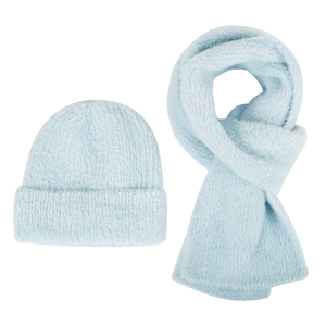 Soft Fuzzy Knit Beanie & Scarf Set – Customizable Winter Accessories for Wholesale