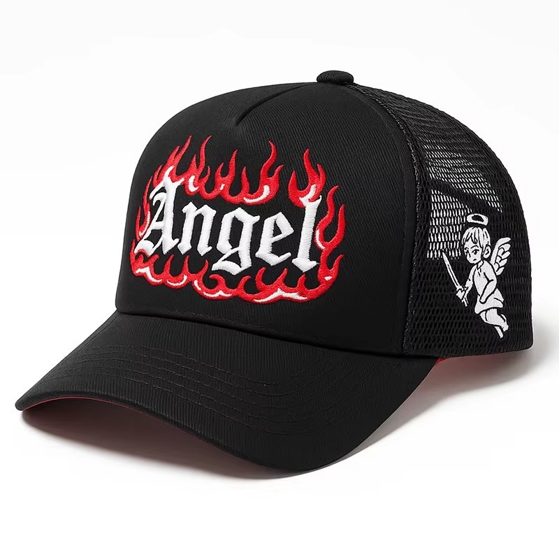 3D Puff Embroidery Trucker Hat Mesh Back Adjustable Snap‑on Baseball Cap
