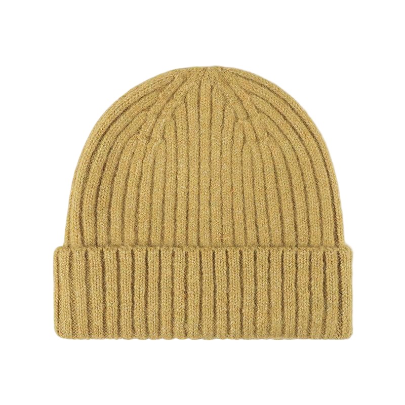 Vintage Street Style Ribbed Knit Beanie with Cuffed Brim
