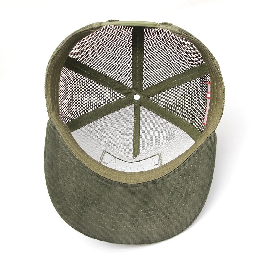 Olive Green Mesh Back Trucker Hat Custom Patch Logo Cap