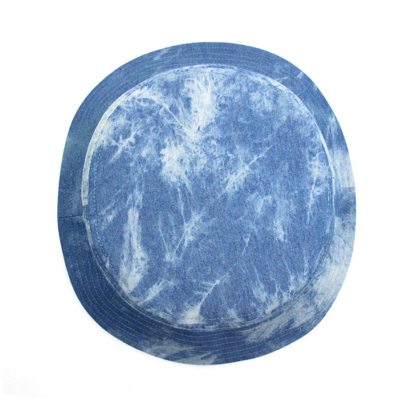 Women's Men's Blue Tie-Dye Denim Bucket Hat Summer Sun Hat