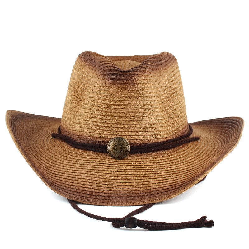 Wholesale Custom Straw Cowboy Hats - Vintage Western Sun Protection Hat for Outdoor