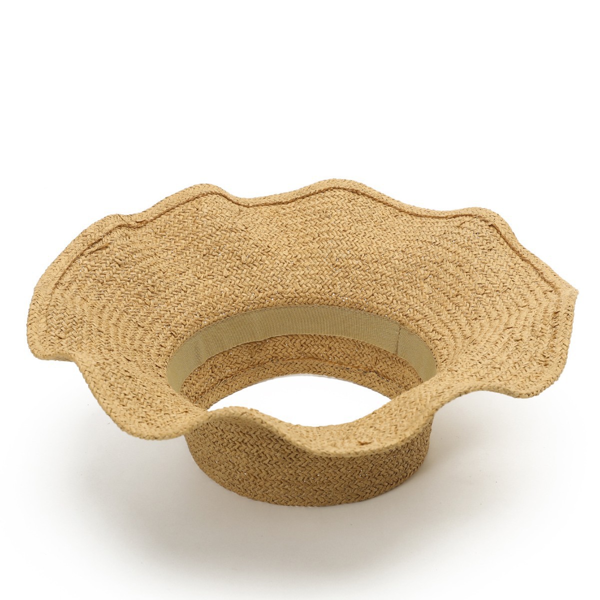 Wholesale Custom Wavy Brim Raffia Sun Visor Hat - Women Beach Headwear