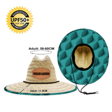 Custom Logo UPF50+ Checkered Straw Hat – Bulk Beach Lifeguard Hat