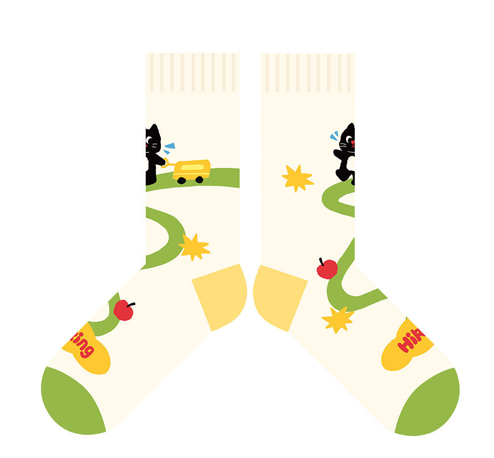 Playful Kitten Print Cotton Socks | Colorful Novelty Crew Socks for Women & Girls