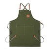 Heavy Duty Canvas Tool Apron | Cross-Back Bib Apron with Leather Straps for Cooking, Grilling & Woodworking