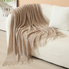 Custom Red Tasseled Knit Throw Blanket – Wholesale Soft Textured Decorative Blanket for Hotel & Airbnb