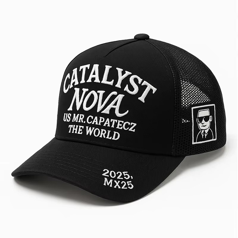 3D Puff Embroidery Trucker Hat Mesh Back Adjustable Snap‑on Baseball Cap